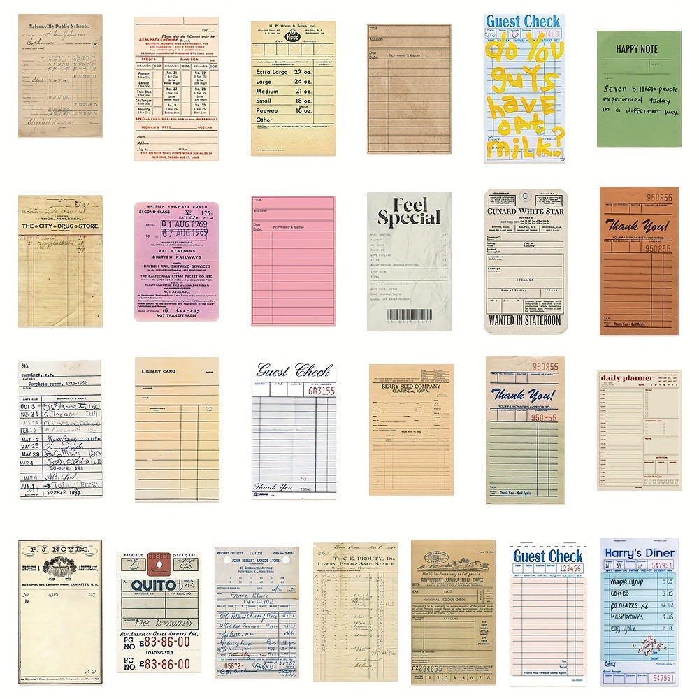 50 Pack Adhesive Vintage Invoice Statement Transfer Paper