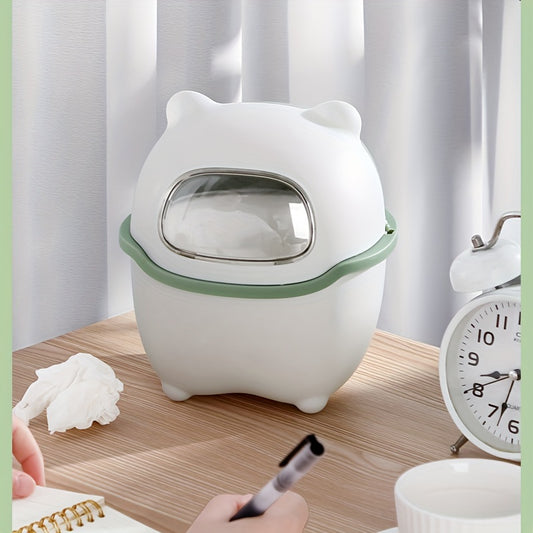 Mini Cartoon Desktop Trash Can Flip Top Storage Trash Can