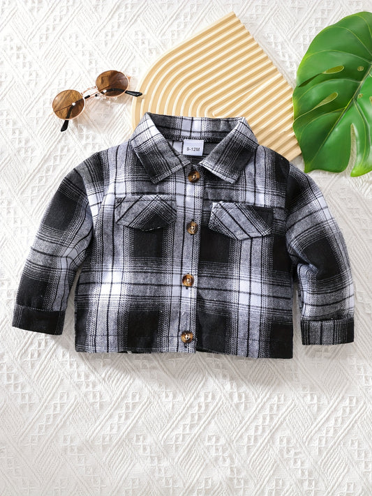 Baby Boy's Plaid Shirt Top Long Sleeve Coat