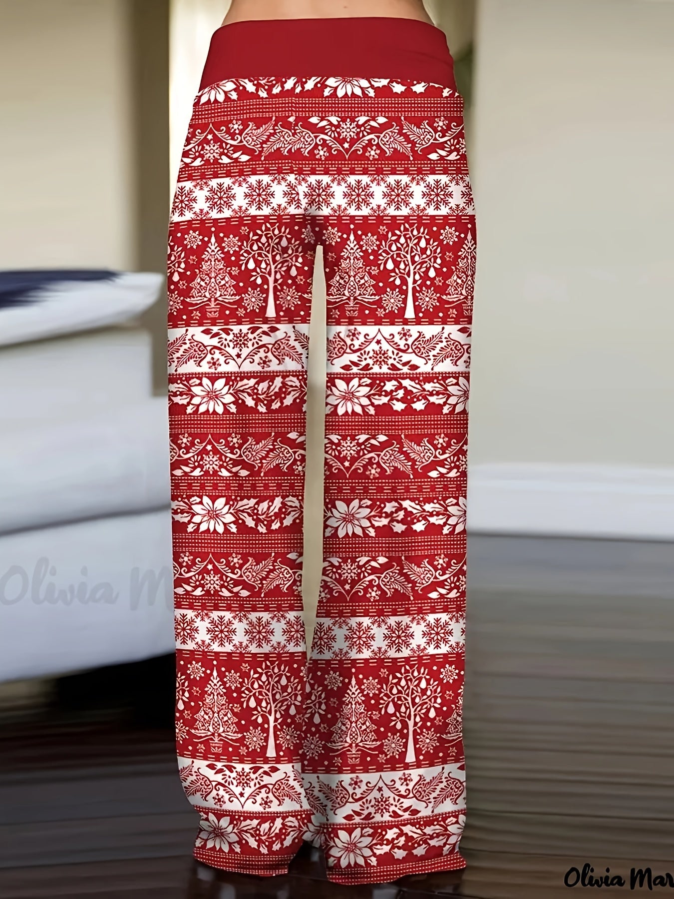  Boho Pants Women's Plus Allover Print Wide Leg Trousers