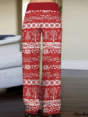  Boho Pants Women's Plus Allover Print Wide Leg Trousers