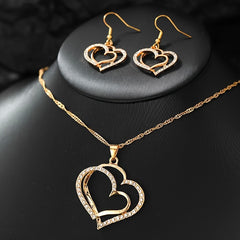 French Romantic Style Jewelry Set - Heart Earrings & Necklace