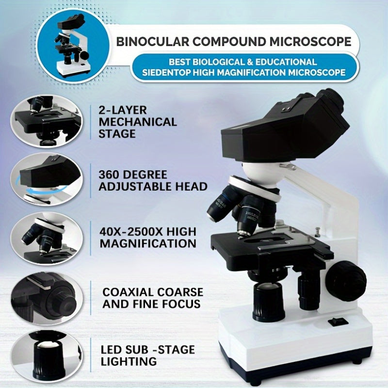 Professional Compound Binocular Microscope 2500X Magnification