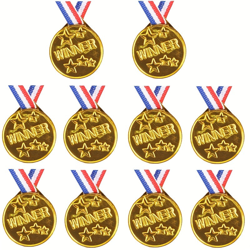 Plastic Winner Award Medals For Kids - Olympic Style Medals With Neck Ribbon