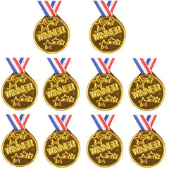 Plastic Winner Award Medals For Kids - Olympic Style Medals With Neck Ribbon
