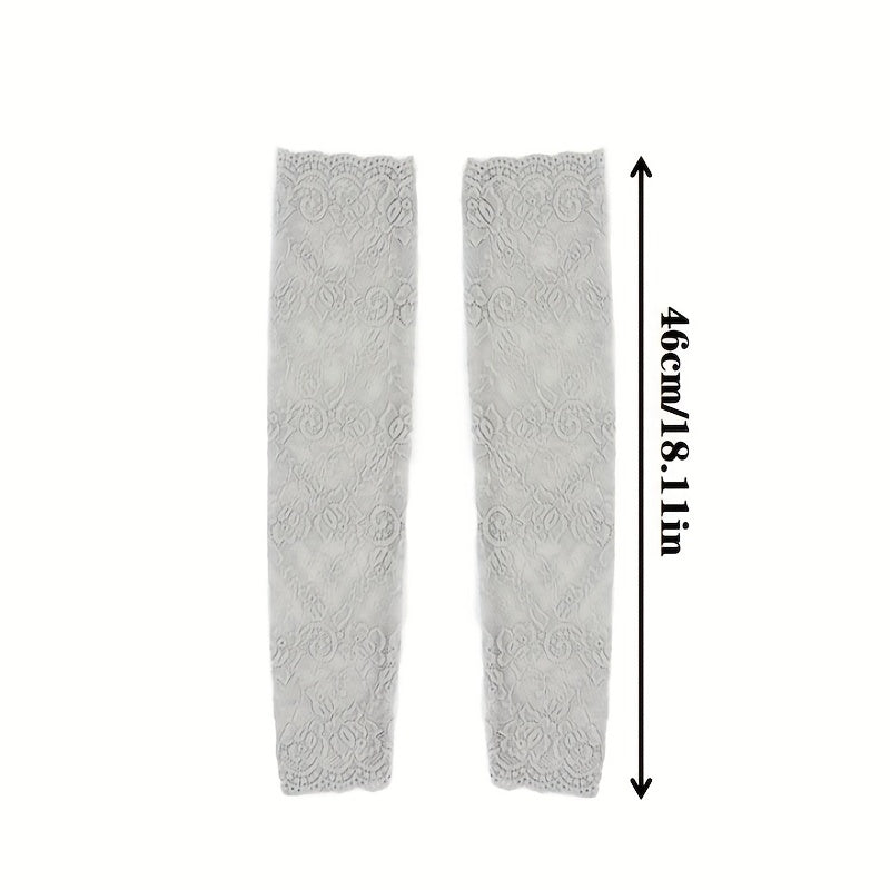 Elastic Lace Fingerless Gloves Women's Sunscreen Driving Long Gloves