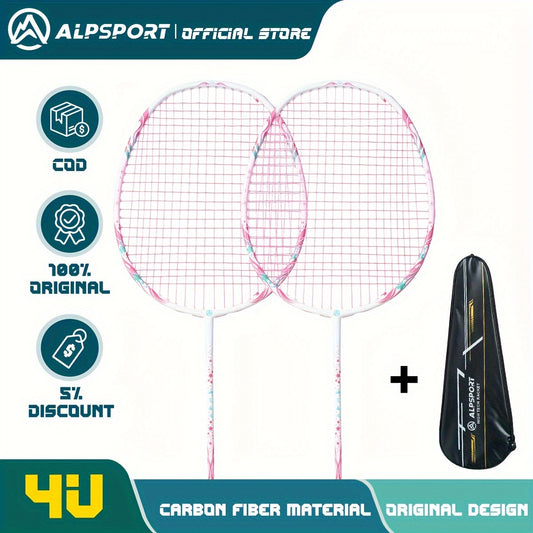 ALPSPORT 1pc Carbon Fiber Badminton Racket Cherry 100 T800 Strings