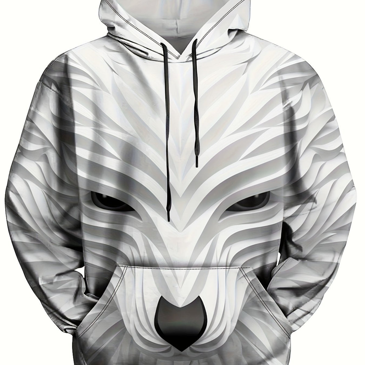 Wolf Graphic Print Hoodie for Men Loose Hooded Pullover Autumn Winter
