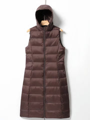 Slim Fit Sleeveless Puffer Jacket Hooded