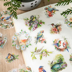 30pcs Flying Bird & Flower PET Ink Sticker Pack for Journal Decoration