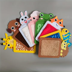 Kids' Animal Texture Recognition Plush Sensory Mats Set
