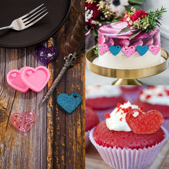 Heart Shaped Silicone Key Ring Mold with 10 Key Rings