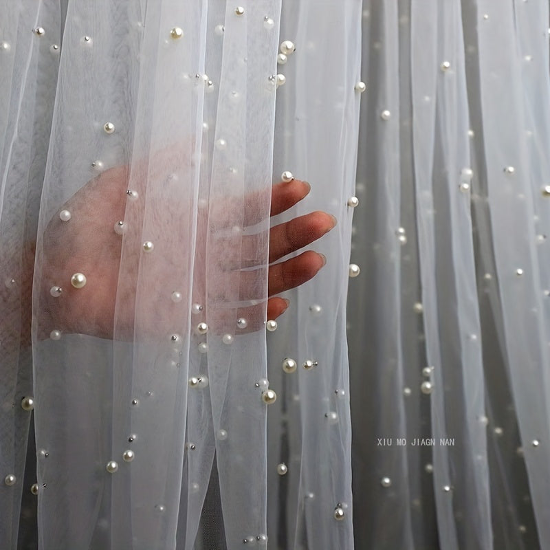 Wedding Dress Fabric Pearl Mesh Background Cloth 2m