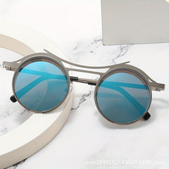 Steampunk Round Metal Sunglasses Mesh UV400 Shades Costume Party Club
