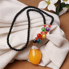 Retro Beeswax Long Sweater Necklace Chain Pendant