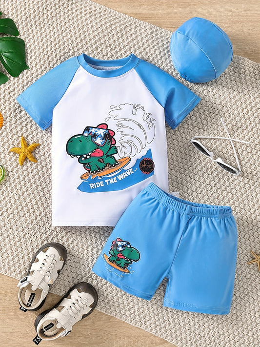 Boys' Block Swim Suit Raglan Short Sleeve T Shirt & Shorts Set