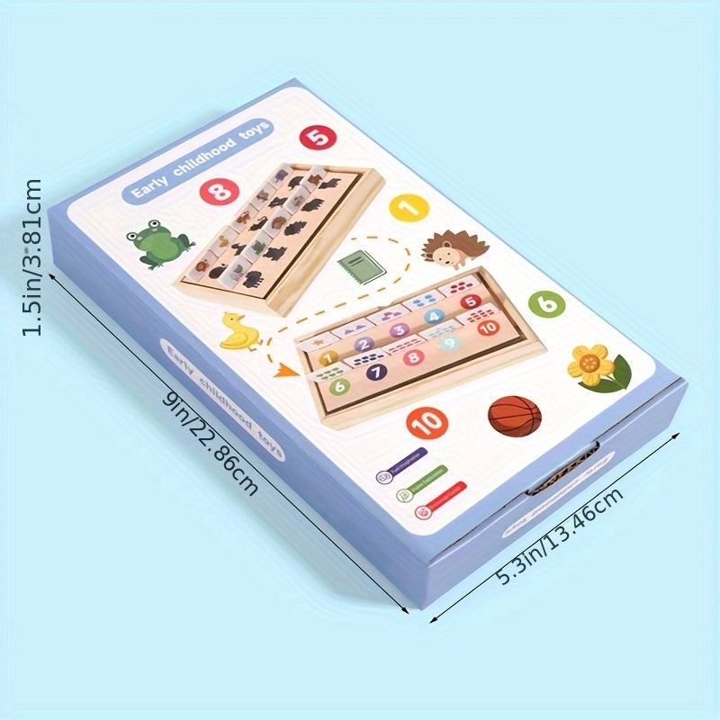 Wooden Recognition Box Educational Puzzle with Number Matching Shape Sorting