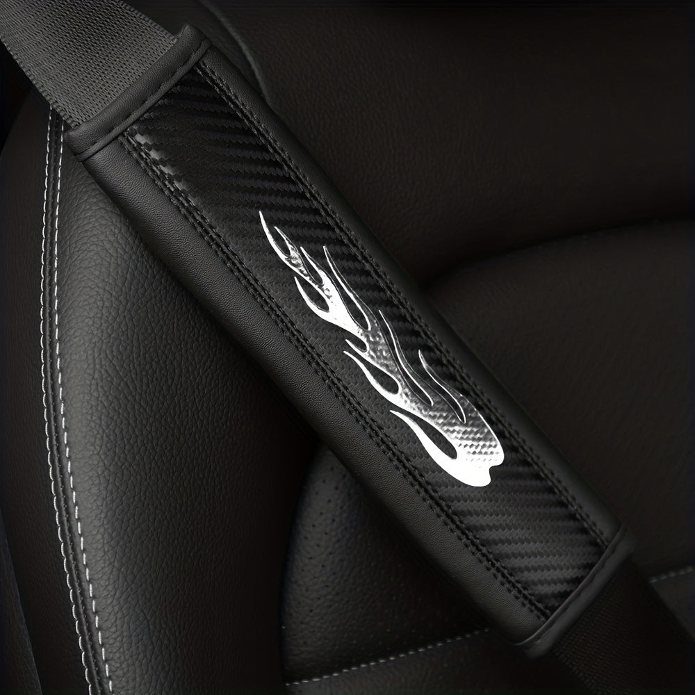Carbon Fiber Leather Pattern Shoulder Protector Set for Car Seat Belt