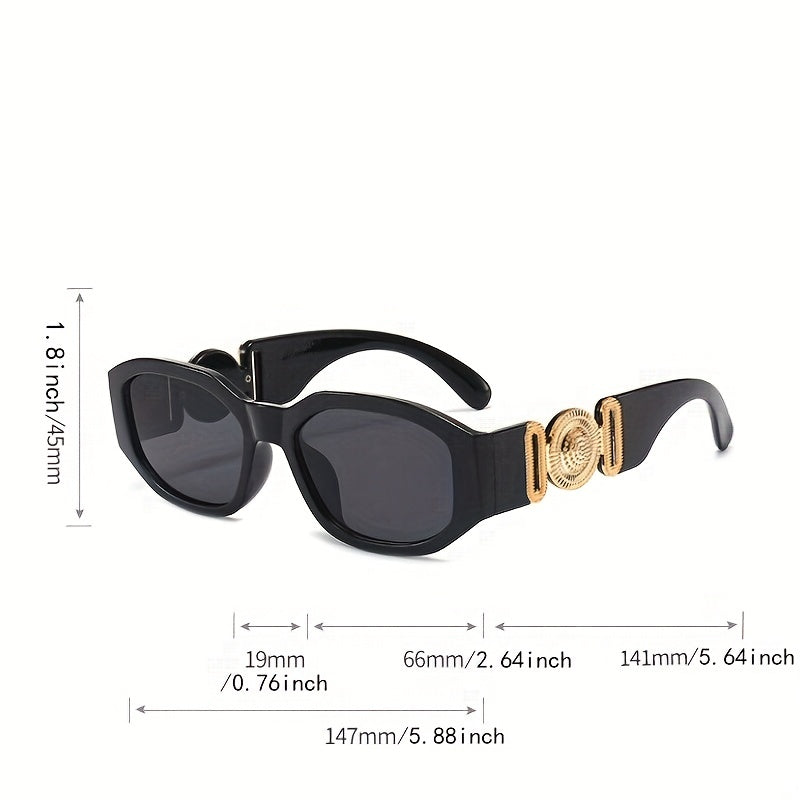 Vintage Rectangle Sunglasses Retro Hexagon Shades UV Protection