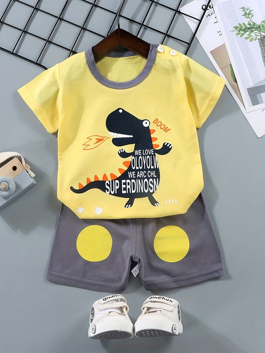 Boys Cartoon Off Road Truck Ride T-shirt & Shorts Set for Summer
