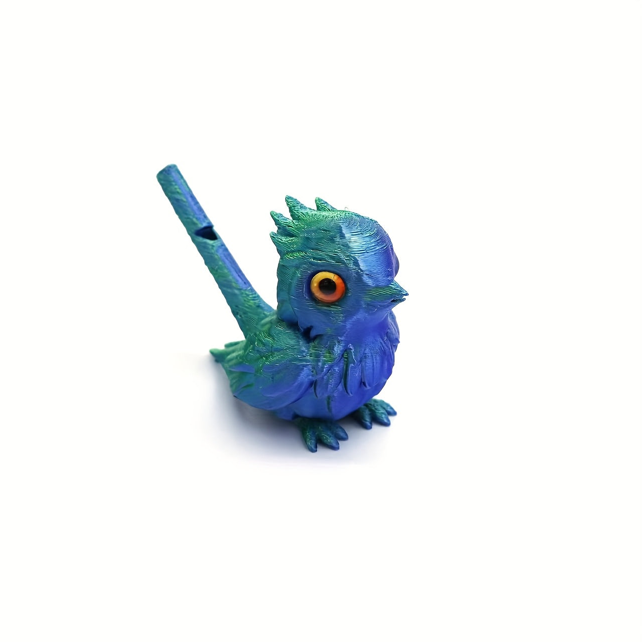 Colorful 3D Printed Whistling Bird Figurines with Realistic Eyes