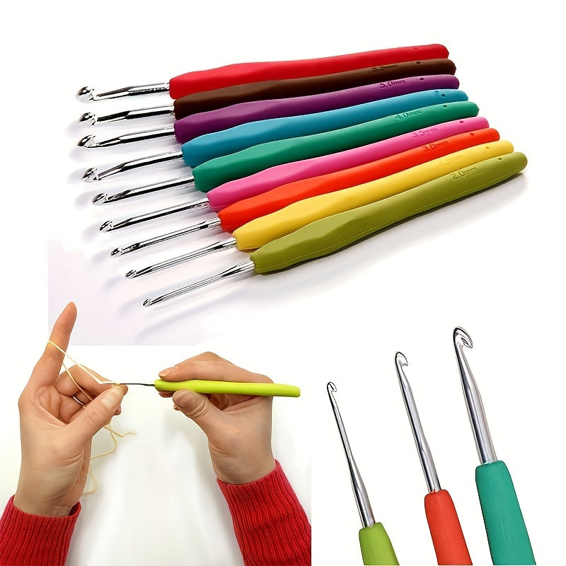 9pcs Colorful Sweater Crochet Set Soft Handle Weaving Tool for Arthritic Hands
