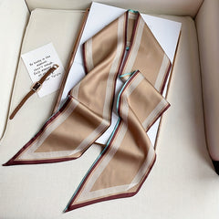 Stripe Print Skinny Scarf Solid Neck Tie Scarf