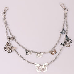 Butterfly Decor Double Layer Pant Chain Pocket Chain Belt Decorative