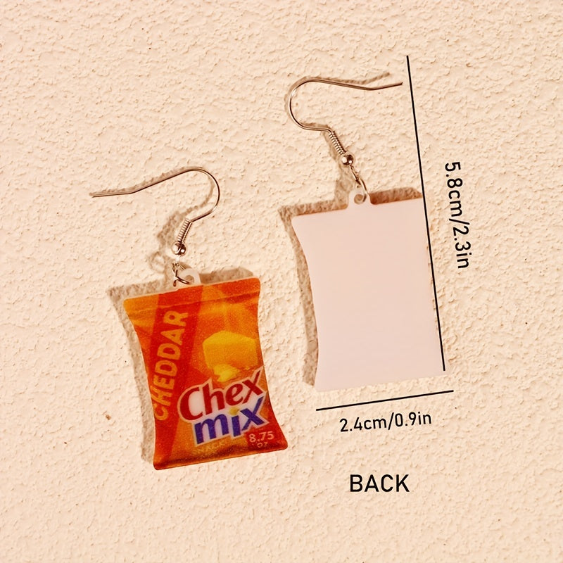 Chip Snack Bag Dangle Earrings Acrylic Jewelry Gift