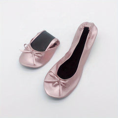 Women's Rollable Ballet Flats Soft Sole Wedding Shoes + Bag