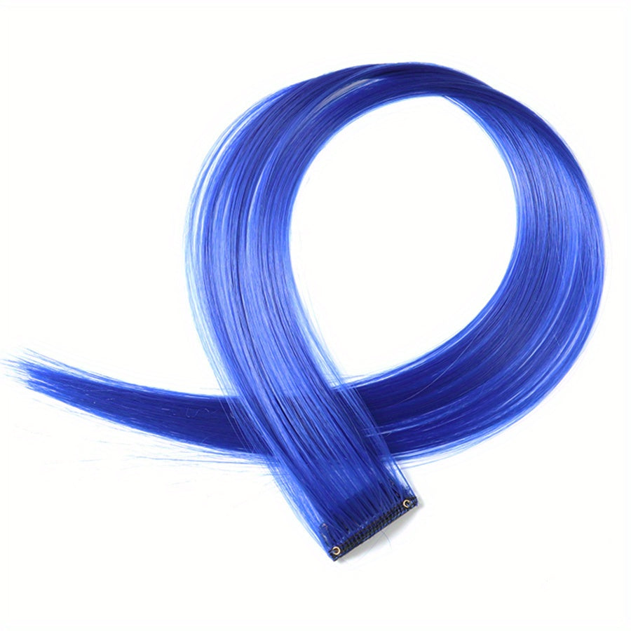 5Pcs Colorful Hair Extensions Clip In Highlight Rainbow Hair Y2K Synthetic Party