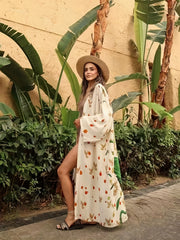  Graphic Print Long Sleeve Cover Up Robe
