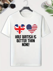 Men's British & American Flag Print T shirt Active Tee