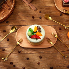 6-Piece Stainless Steel Cutlery Set - Milk Spoon, Salad Fork, Leaf Shaped