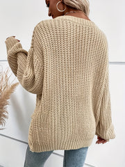  Solid Ripped Long Sleeve Round Neck Jumper