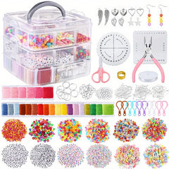 Friendship Bracelet Kit with String and Letter Beads, Three Layers