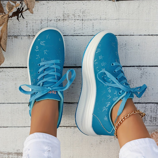 Lace Up Wedge Sneakers Thick Sole Casual Shoes Women