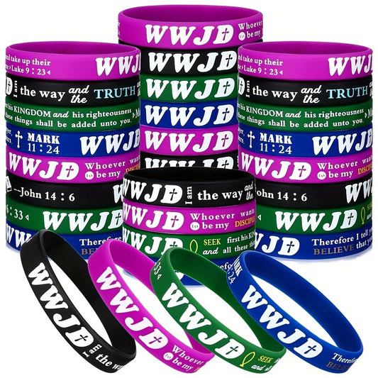 Christian WWJD Bible Verse Rubber Bracelet Silicone Wristband
