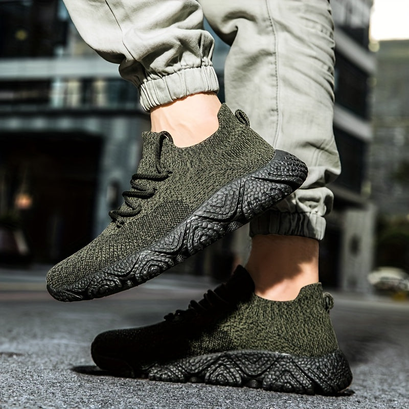 Men's Breathable Woven Knit Cushioned Shoes Lightweight Outdoor Sneakers