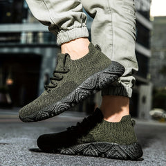 Men's Breathable Woven Knit Cushioned Shoes Lightweight Outdoor Sneakers