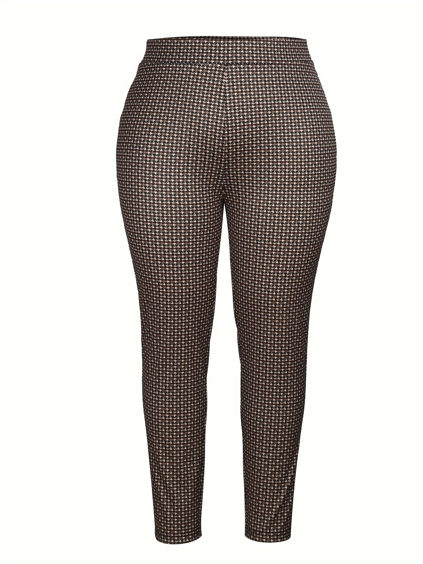  Houndstooth Print High Rise Skinny Trousers