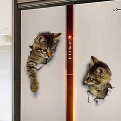 3pcs Cat Wall Stickers 3D Animal Beauty Home Self Adhesive PVC Stickers