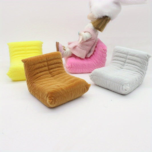 Plush Armchair & Sofa Set for Dollhouse Decor Pastel Colors