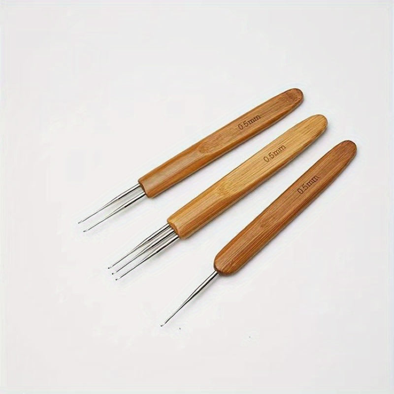 3pcs Long Hair Lock Crochet Knitting Hook Hair Tools 0.75mm 0.5mm