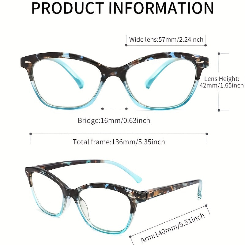 Pattern Print Reading Glasses Light Blocking Spring Hinge Eyeglasses