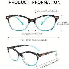 Pattern Print Reading Glasses Light Blocking Spring Hinge Eyeglasses
