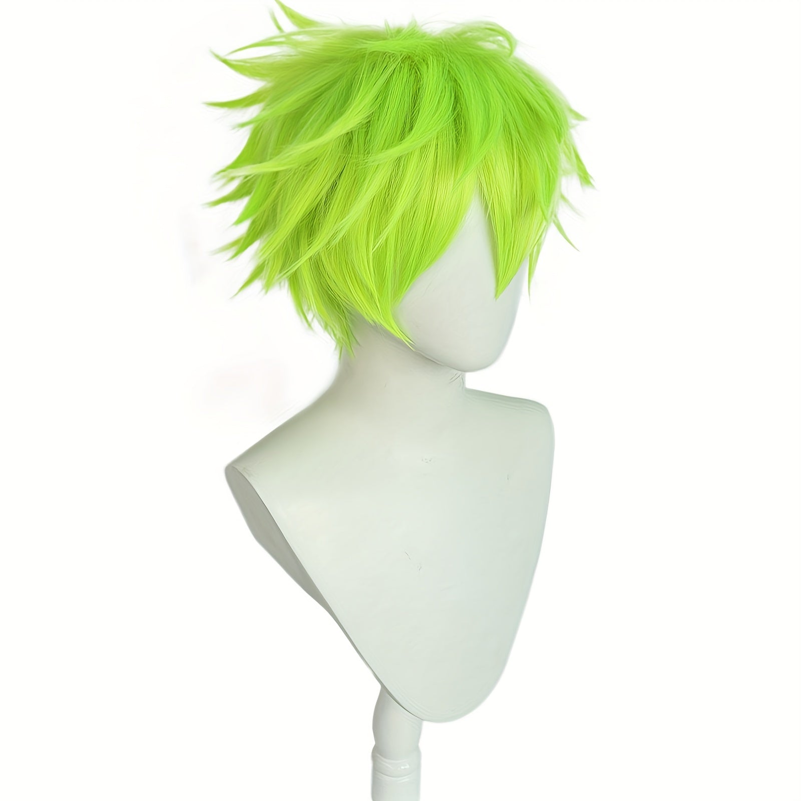 Short Lime Green Cosplay Wig Synthetic Fiber + Wig Cap