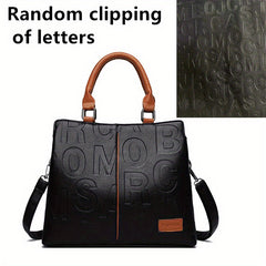 Embossed Faux Leather Shoulder Bag Women's Double Handle Purse
