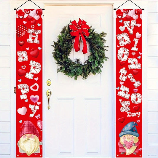 Gnome Doll Pink Red Decorative Couplet Door Hanging Scene Decor