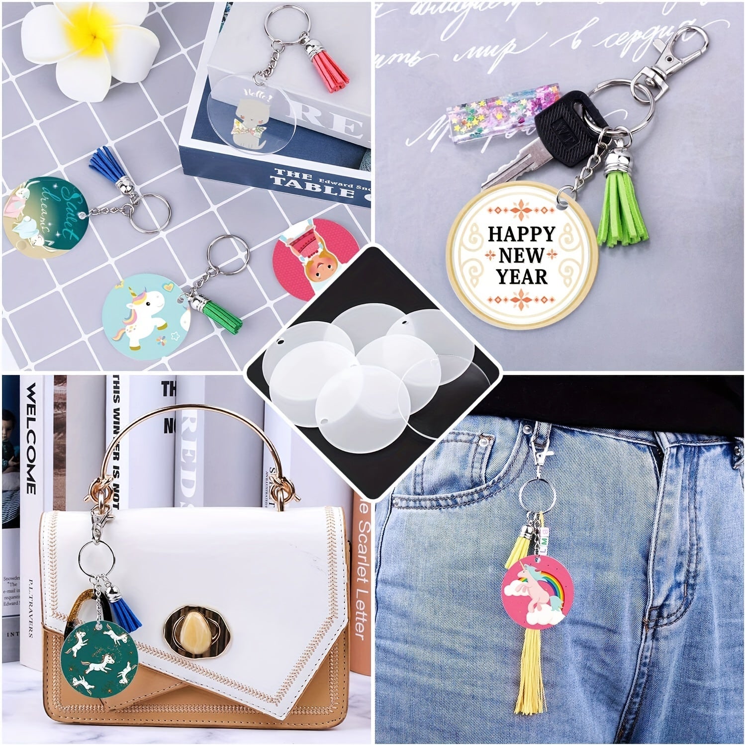 Acrylic Keychain Blanks Making Kit 1200pcs Clear Keychains For Vinyl Kit